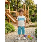 Bubiee Baby Erkek Çocuk Mavi Beyaz Denim Görünümlü Kargo Cepli Pantolon ve Tişört Alt Üst Takım - 7 Yaş