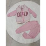 Bubiee Baby Kız Çocuk Pudra Renkli 2 Iplik 3'lü Takım - Şişme Yelek, Sweatshirt ve Eşofman Altı - Pudra Pembe - 4 Yaş