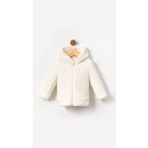 Bubito Fermuarlı Kapüşonlu Bebek Peluş Welsoft Kışlık Hırka-Beyaz