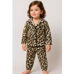 Bubito Leopar Desenli Kız Bebek Çocuk Alt Üst 2'li Pijama Takım-Çok Renkli