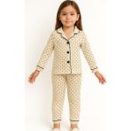 Bubito Puantiye Desenli Kız Bebek Çocuk Alt Üst 2'li Pijama Takım-Bej