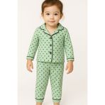 Bubito Puantiye Desenli Kız Bebek Çocuk Alt Üst 2'li Pijama Takım-Yeşil