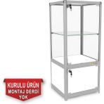 bubizde Cam Dolap - Camlı Vitrin - Cam Dolap - Camlı Koleksiyon Vitrini - Teşhir Vitrini - Kupa Dolabı (Kurulu ve Kullanıma Hazır Gönderilmektedir.) 95X40X40 cm KOD:9540D - Gri