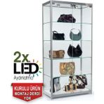 bubizde Camlı Vitrin - Cam Dolap - Camlı Koleksiyon Vitrini - Teşhir Vitrini - Kupa Dolabı 180X80X40 cm