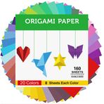 BUBU Origami Kağıt Çift Taraflı Renk - 160 Yaprak - 20 Renk - 15 cm Kare Kolay Katlanır Kağıt Yeni Başlayanlar İçin