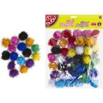 Bubu Simli Ponpon 3 cm Renkli Glitterli 50'li Eğlenceli Sanatsal Malzeme