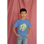 Bubuga Erkek Çocuk %100 Pamuk Premium Tenis Raket Baskılı Kısa Kol Tshirt - Gök Mavisi - 4 Yaş