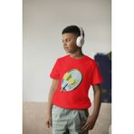 Bubuga Erkek Çocuk Pamuk Tenis Raket Baskılı Kısa Kol Tshirt - 7 Yaş - Kırmızı
