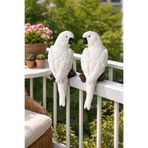 BUBUHOMEDECOR Dekoratif Papağan Duvar Süsü / Balkon & Bahçe Aksesuarı (2’li Set) beyaz