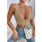 BUCADO Kadın Bej Çapraz Sırt Detaylı Crop Top Bluz