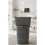 Buclee 64Lt+40Lt Antrasit Bambu Görünümlü Halatlı Kirli Çamaşır Sepeti&Temiz Çamaşır Sele 2'li Banyo Seti