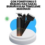 Bucuks Mey Ithalat® 3’ü 1 Arada Erkek Bakım Makinesi – Paslanmaz Çelik Başlıklı Şarjlı Tıraş Seti