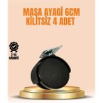 Bucuks Mey Ithalat® 6 cm Kilitsiz Masa Ayağı Tekerleği 4’lü Set Çok Amaçlı