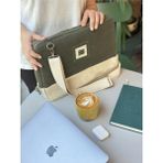 BUDbagCo Fermuarlı ve Korumalı Mumlu Kanvas Laptop Sleeve - 14 inch - Füme