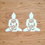 Buddha Om Sembolü Lotus Çıkartması Vinil Yoga Hindu Hinduizm Budizm Aum - 2'li Paket Beyaz 15,24 cm - Araba Tekne Dizüstü Bilgisayar Kupası için Arka Plansız Kalıp Kesim