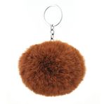 budiniao Pom Pom Anahtarlık Peluş Moda Ev Araba Anahtarlık Taşınabilir Asılı Sırt Çantası bozuk para cüzdanı Ponpon Püsküller Anahtarlıklar Kolye, Kahve
