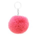 budiniao Pom Pom Anahtarlık Peluş Moda Ev Araba Anahtarlık Taşınabilir Asılı Sırt Çantası bozuk para cüzdanı Ponpon Püsküller Anahtarlıklar Kolye, Koyu pembe