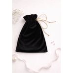 Buemshop Luxe Velvet Siyah Kadife Kese 20x40 cm | Altın İpli Esnek Polyester Hediye ve Takı Kesesi