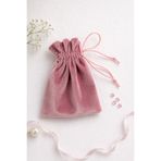 Buemshop Rosira Kadife Hediyelik Kese 10x15 cm Pudra Pembe Floş İpli Takı ve Hediye Kesesi