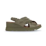 Bueno Shoes 01WA0508 Haki Deri Dolgu Topuklu Kadın Sandalet