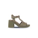 Bueno Shoes 01WA1702 Haki Deri Kadın Topuklu Sandalet