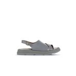 Bueno Shoes 01WA2605 Gri Deri Kadın Dolgu Topuklu Sandalet