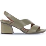 Bueno Shoes 01WA3502 Haki Deri Kadın Topuklu Sandalet