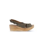 Bueno Shoes 01WA4706 Haki Alf Süet Kadın Dolgu Topuklu Sandalet