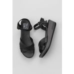 Bueno Shoes 01WL3303 Siyah Deri Kadın Dolgu Topuklu Sandalet