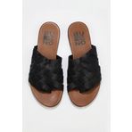 Bueno Shoes 01wq0501 Siyah Deri Kadın Parmak Arası Terlik