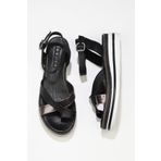 Bueno Shoes 01WQ1607 Siyah Kurşun Deri Kadın Düz Sandalet
