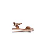 Bueno Shoes 01WQ1612 Bronz Deri Kadın Dolgu Topuklu Sandalet