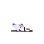 Bueno Shoes 01WQ2000 Gümüş Beyaz Deri Kadın Düz Sandalet