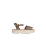 Bueno Shoes 01WQ3515 Yeşil Deri Kadın Dolgu Topuklu Espadril Sandalet