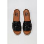 Bueno Shoes 01WS1821 Siyah Deri Kadın Espadril Terlik