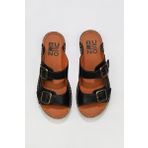 Bueno Shoes 01WU2518 Siyah Deri Kadın Düz Terlik
