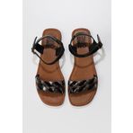 Bueno Shoes 01WU3415 Siyah Gri Parlak Deri Kadın Düz Sandalet