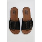 Bueno Shoes 01wu4206 Siyah Deri Düz Kadın Terlik