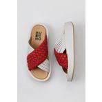Bueno Shoes 01WU4624 Kırmızı Beyaz Deri Kadın Dolgu Topuklu Terlik