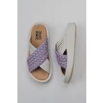 Bueno Shoes 01WU4624 Lila Beyaz Deri Kadın Dolgu Topuklu Terlik