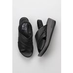 Bueno Shoes 01WU5700 Siyah Deri Kadın Dolgu Topuklu Sandalet