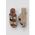 Bueno Shoes 01WU6013 Taba Açık Süet Kadın Dolgu Topuklu Terlik