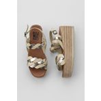 Bueno Shoes 01WU6119 Sarı Parlak Deri Kadın Dolgu Topuklu Espadril Sandalet