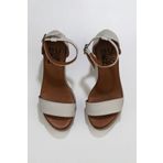 Bueno Shoes 01WU7200 Gri Deri Kadın Dolgu Topuklu Espadril Sandalet