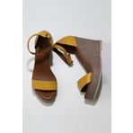 Bueno Shoes 01WU7200 Sarı Deri Kadın Dolgu Topuklu Espadril Sandalet