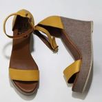 Bueno Shoes 01WU7200 Sarı Deri Kadın Dolgu Topuklu Espadril Sandalet