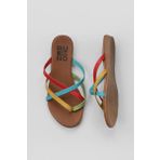 Bueno Shoes 01WU7458 Yeşil Multi Deri Kadın Parmak Arası Terlik