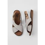 Bueno Shoes 01WU8213 Gri Bej Deri Kadın Düz Sandalet