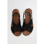 Bueno Shoes 01wu8213 Siyah Bej Deri Düz Kadın Sandalet
