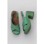 Bueno Shoes 01WY12202 Koyu Yeşil Deri Kadın Dolgu Topuklu Ayakkabı